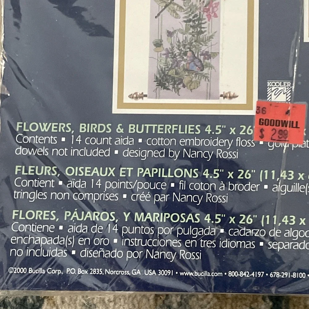 Bucilla Counted‎ Cross Stitch Kit Flowers  Birds  Butterflies 42738 Wall Hanging